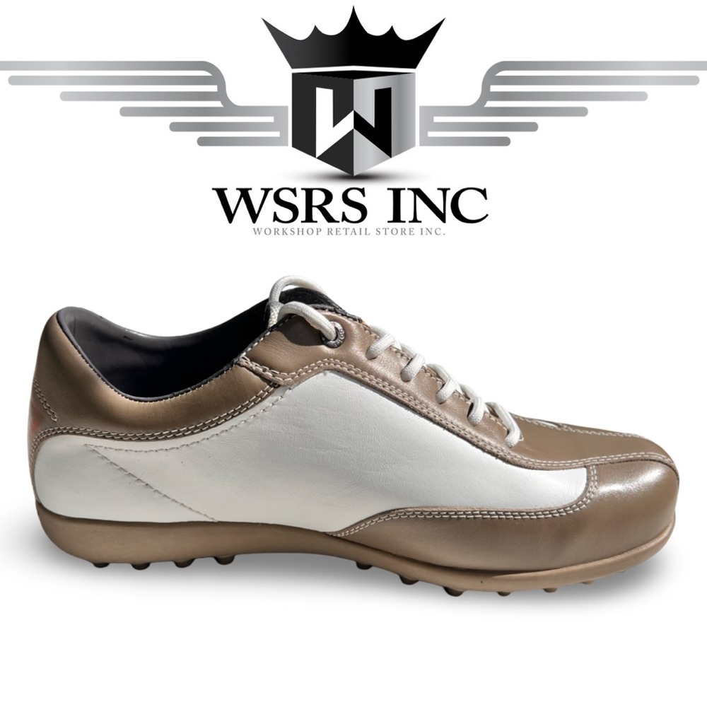 Bally White Beige Taupe Golf Shoes 7.5 View 5